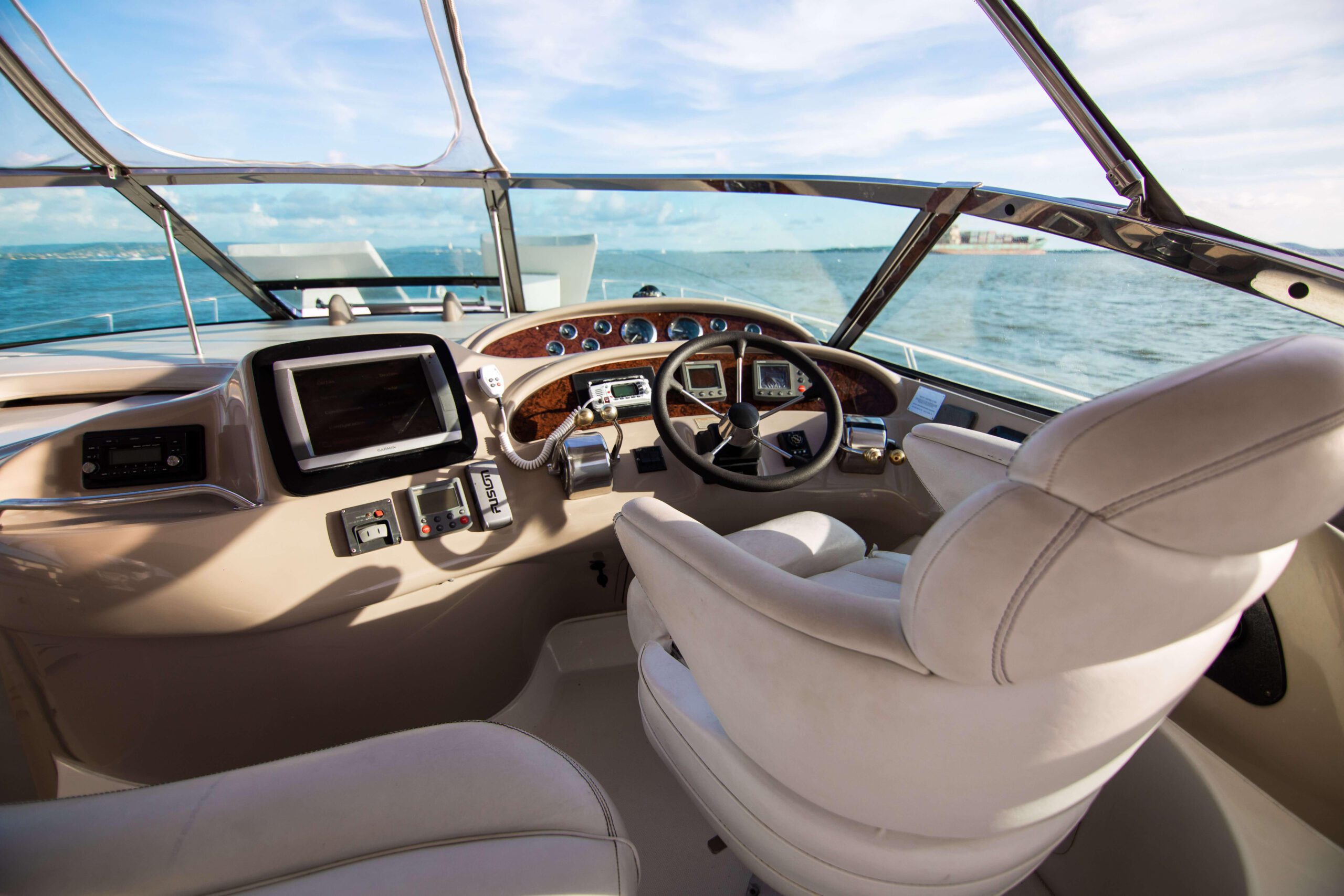 Palladium yacht cruising past the Rosario Islands under blue skies