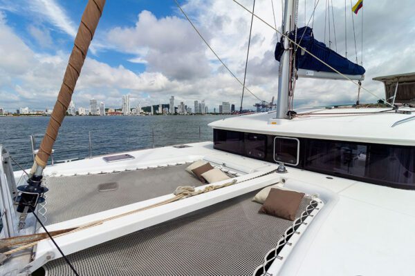 Dining setup on Xem 3 for a lunch on the water