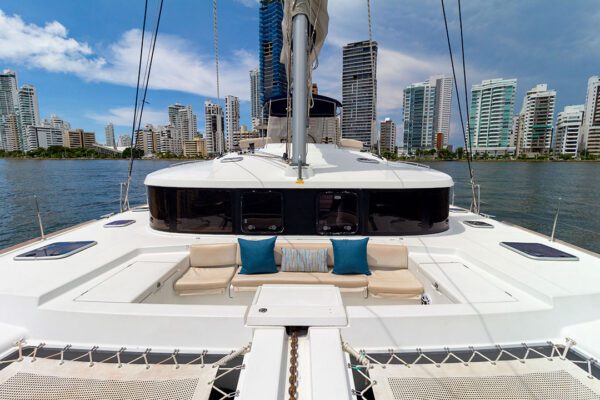 Guests enjoying a private tour aboard Chicote catamaran