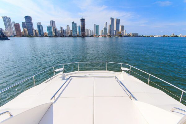 New Horizon catamaran sailing toward Cholon party cove