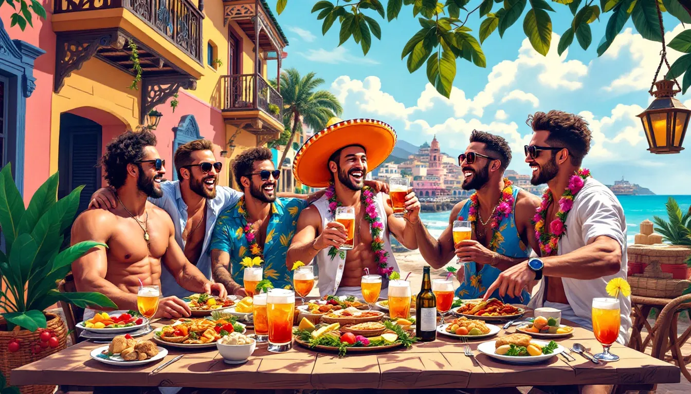 A group of friends celebrating a custom bachelor party in Cartagena.