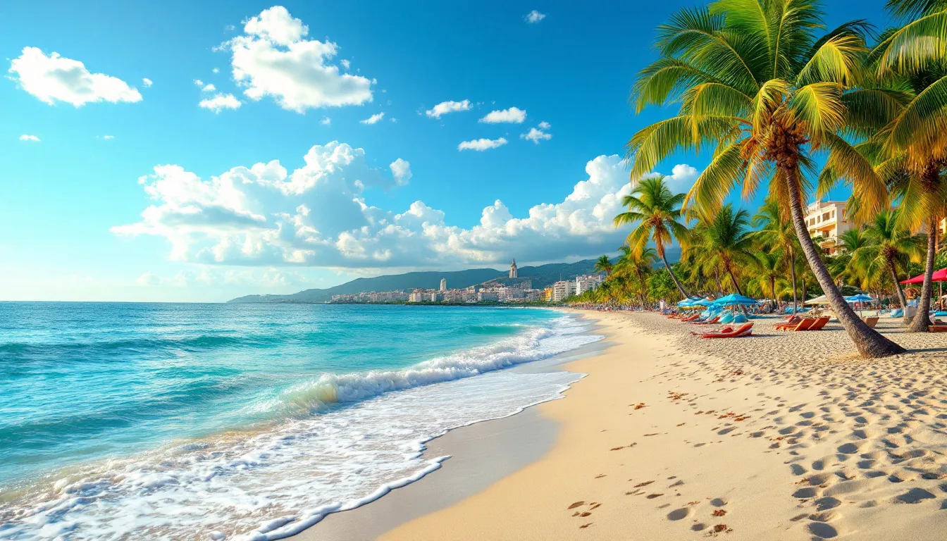 A sunny beach scene in Cartagena during the dry season, perfect for visitors looking for the best time to visit.