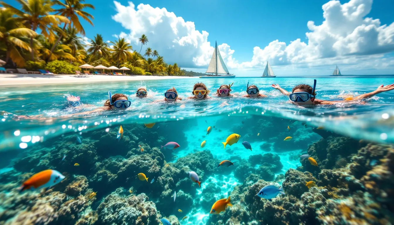 Snorkeling adventure in crystal clear waters.