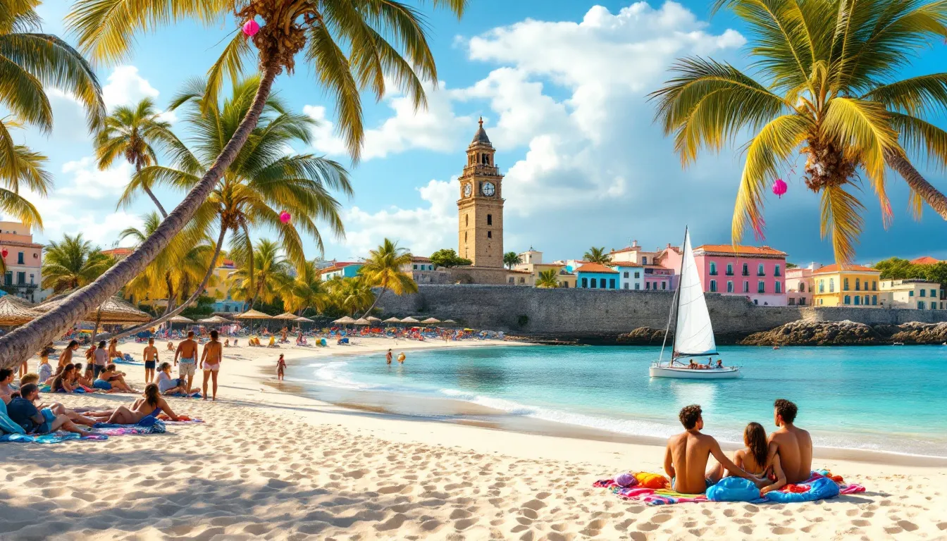 Relax on Playa Blanca, a beautiful beach destination near Cartagena, perfect for sunbathing and water sports.