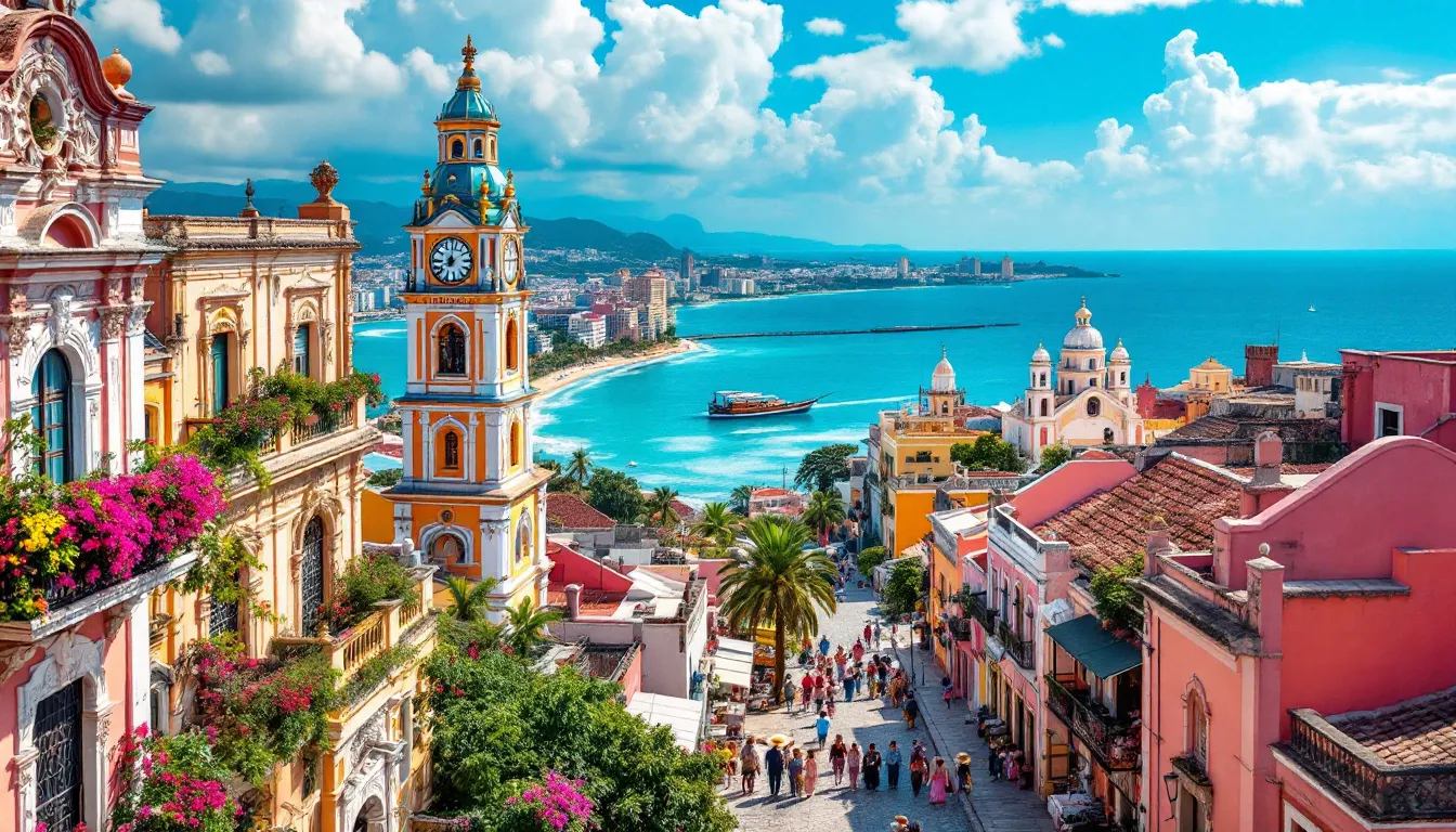 A vibrant view of Cartagena, showcasing its colorful buildings and Caribbean coast, highlighting things to do in Cartagena Colombia.