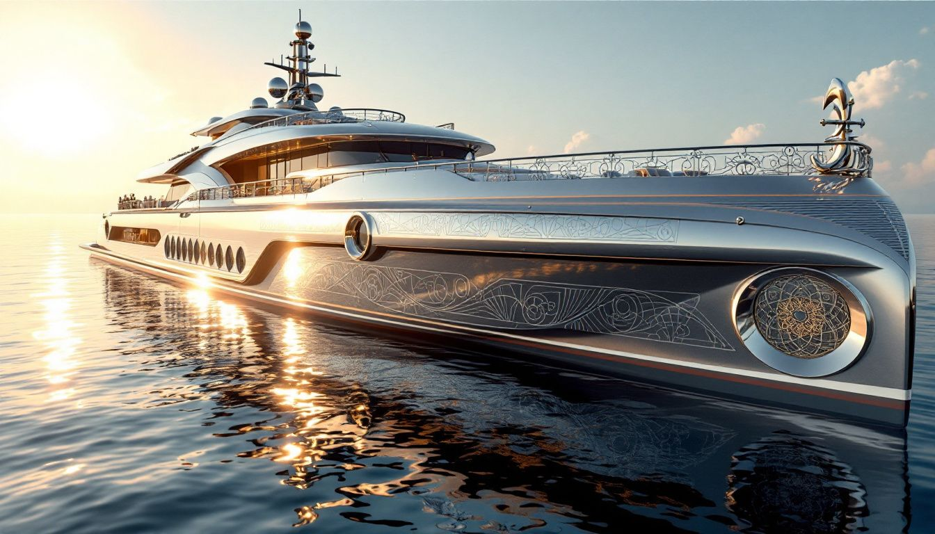 Luxusyacht mit modernen Merkmalen und elegantem Design.