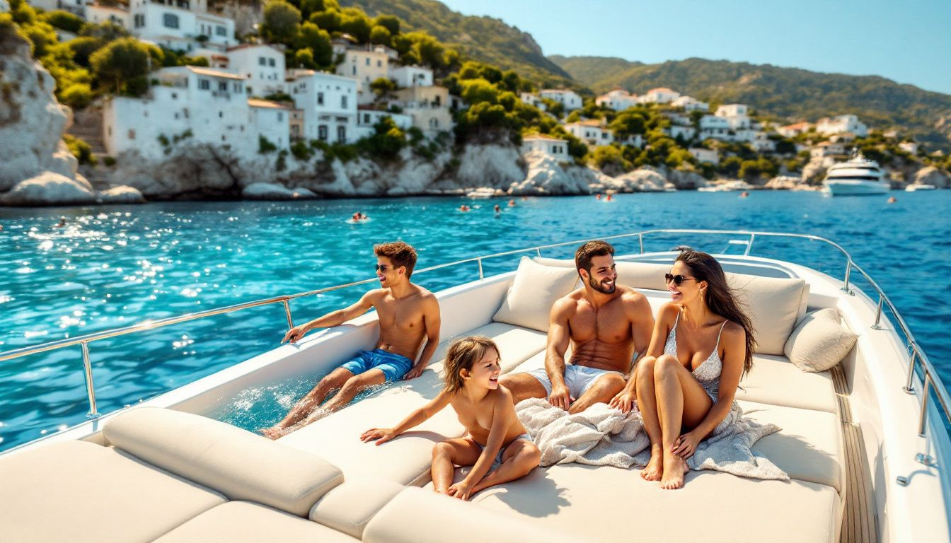 A family enjoying their time on a charter yacht.