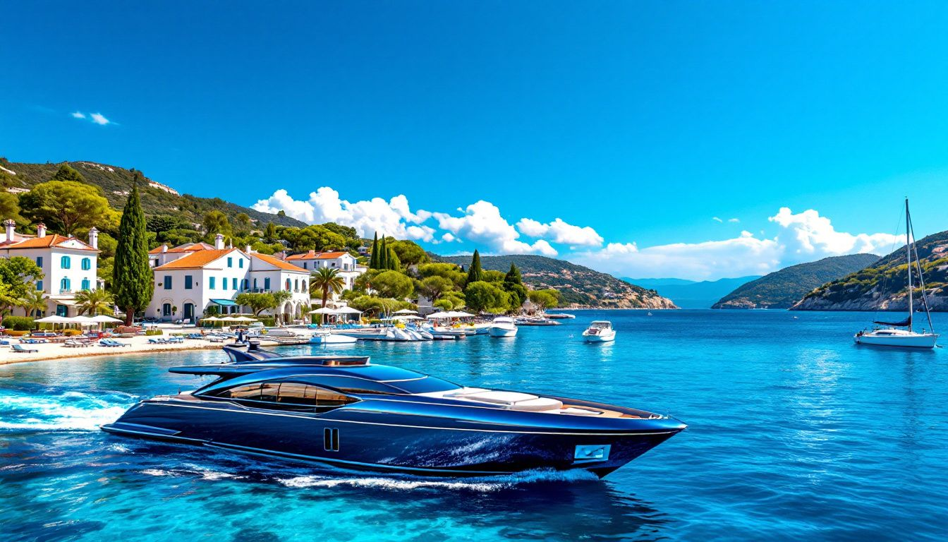 A scenic view of a popular yacht charter destination.