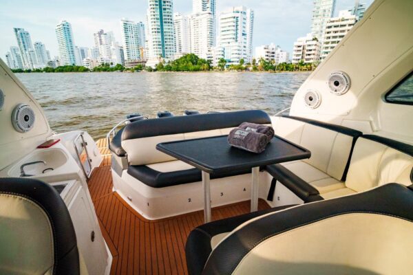 Sunset reflecting off the hull of yacht Ambar