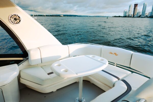 Modern bathroom with glass shower aboard the Chanul yacht