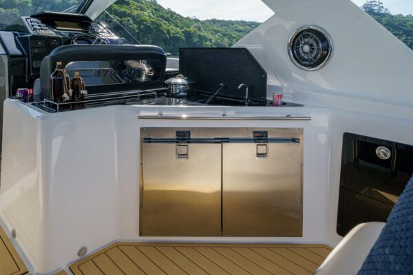 Modern yacht interior with ocean views in Cartagena