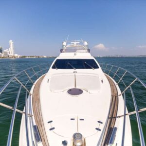 People enjoying champagne on the My Toy yacht in Cartagena