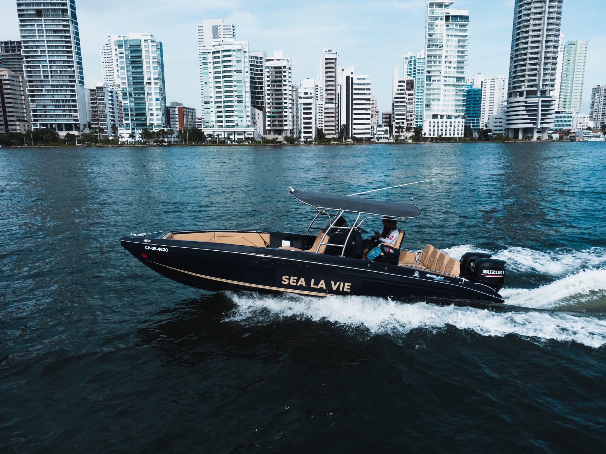 29 ft speed boat with comfortable seating for island hopping