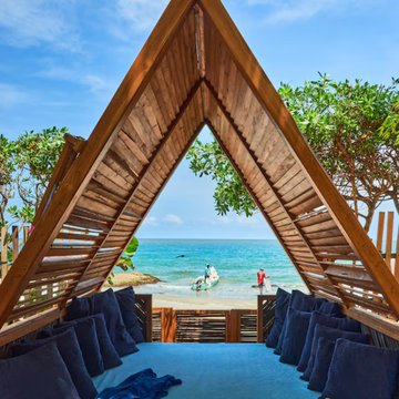 Beachfront cabana on Barú Island for a Cartagena private day trip