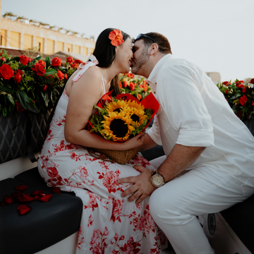 Flowers and chocolates prepared for a romantic private boat tour in Cartagena