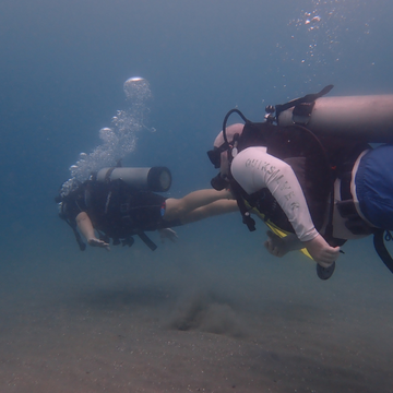 Scuba diver underwater on a Cartagena reef tour near Barú