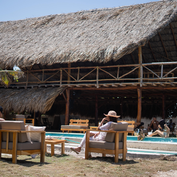 Tropical pool area at Isla Mulata on the 3 Islas Privadas tour from Cartagena.